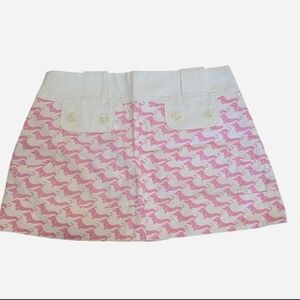 Vintage Custo Barcelona Dachshund Pink and White Print Mini Skirt Size 4